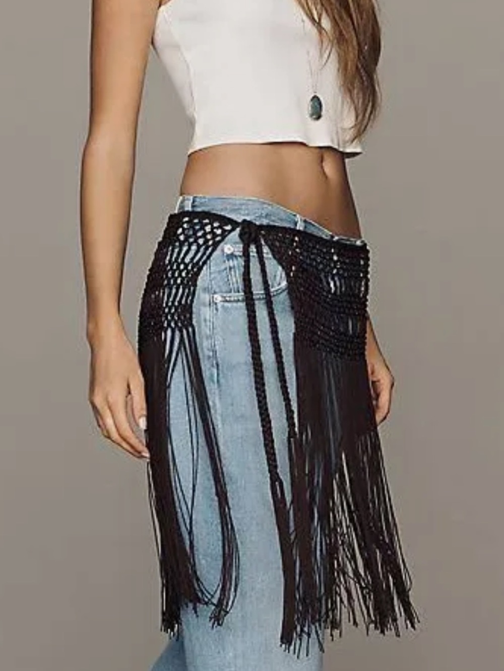 Anthropologie Elizabeth Gillet brown fringe sarong